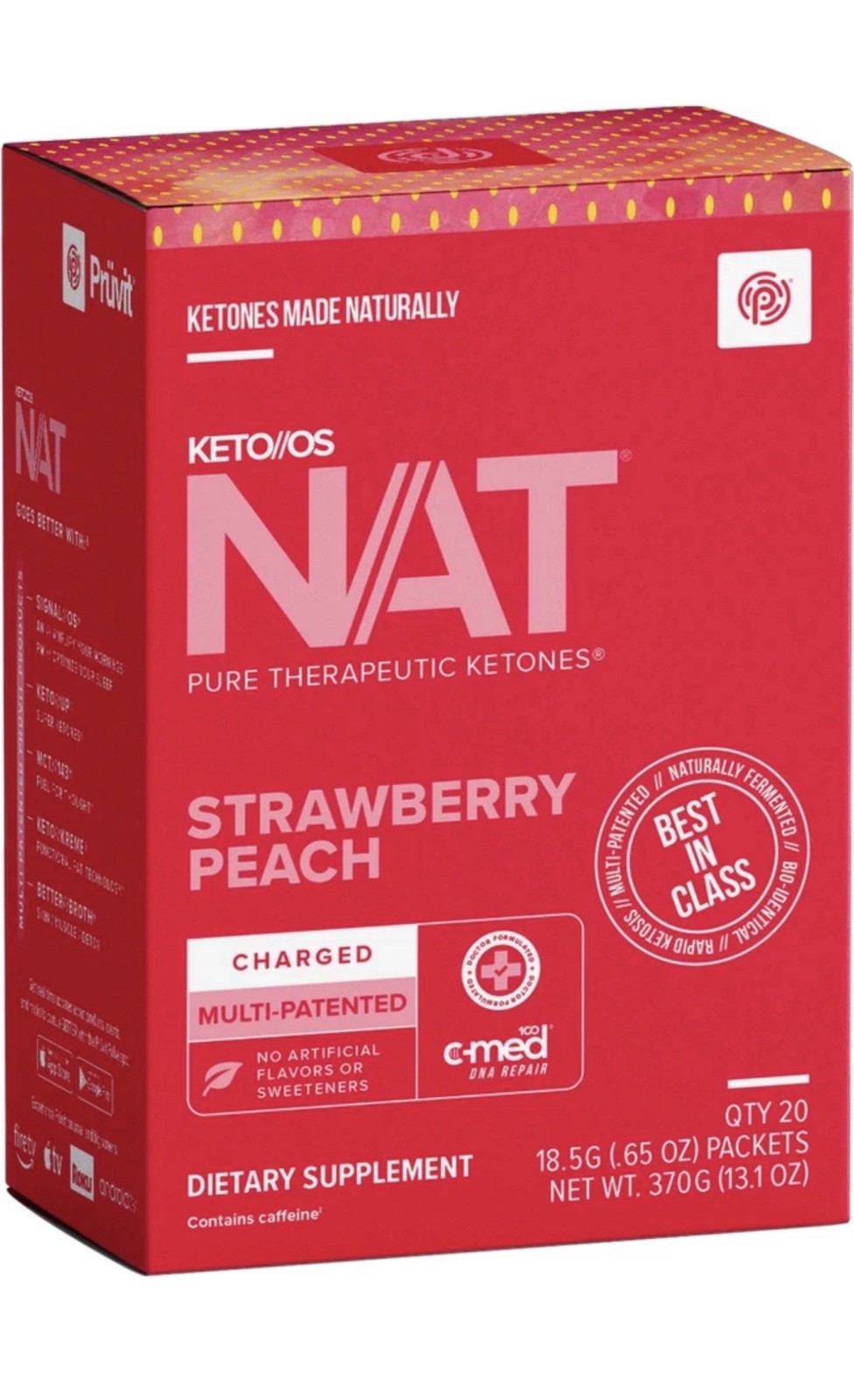 Pruvit KETO/OS NAT Charged 20 Packets Strawberry Peach Flavor EXP:10/2026