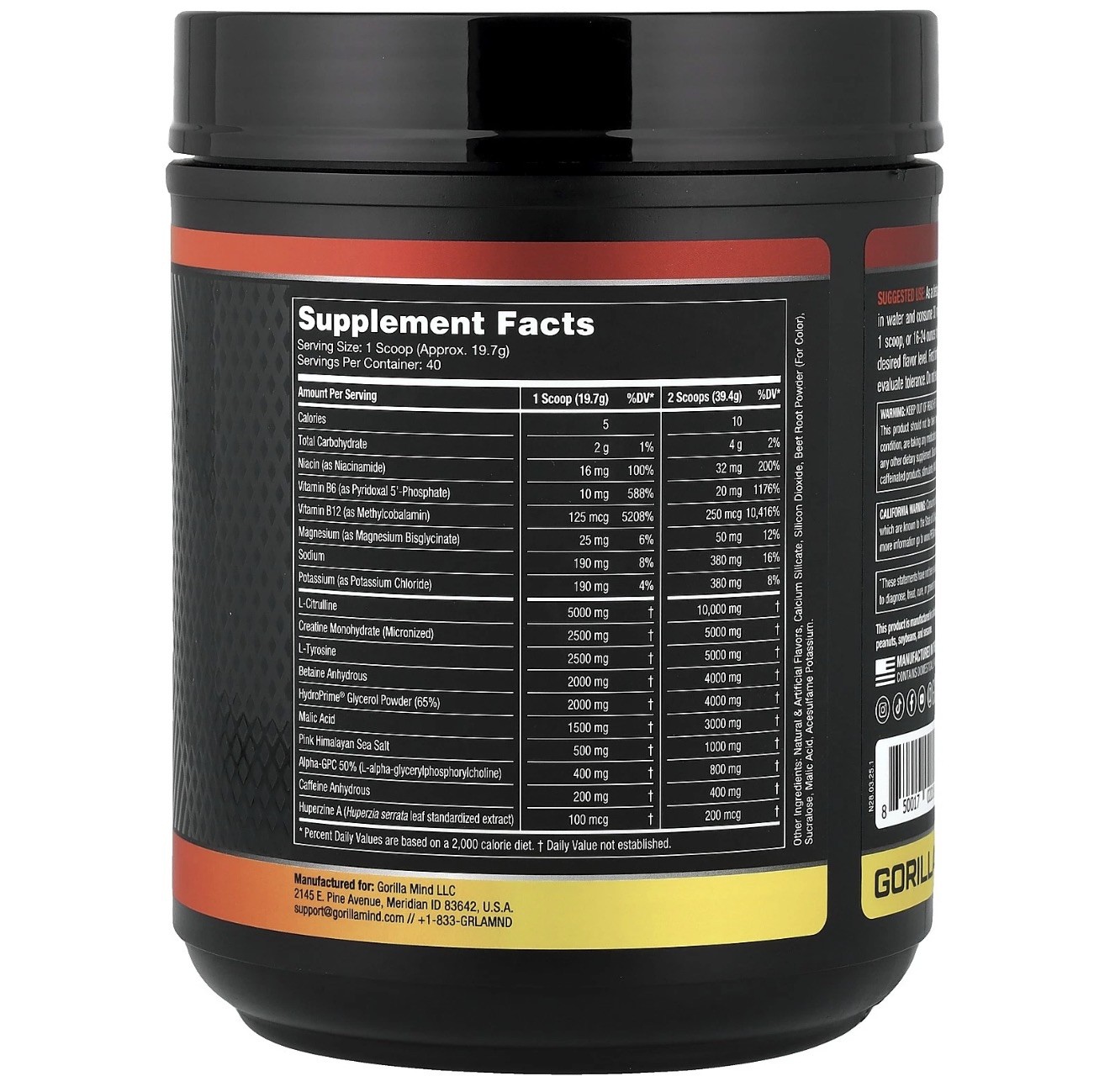 Gorilla Mode Pre-Workout Fruit Punch – 40 servings