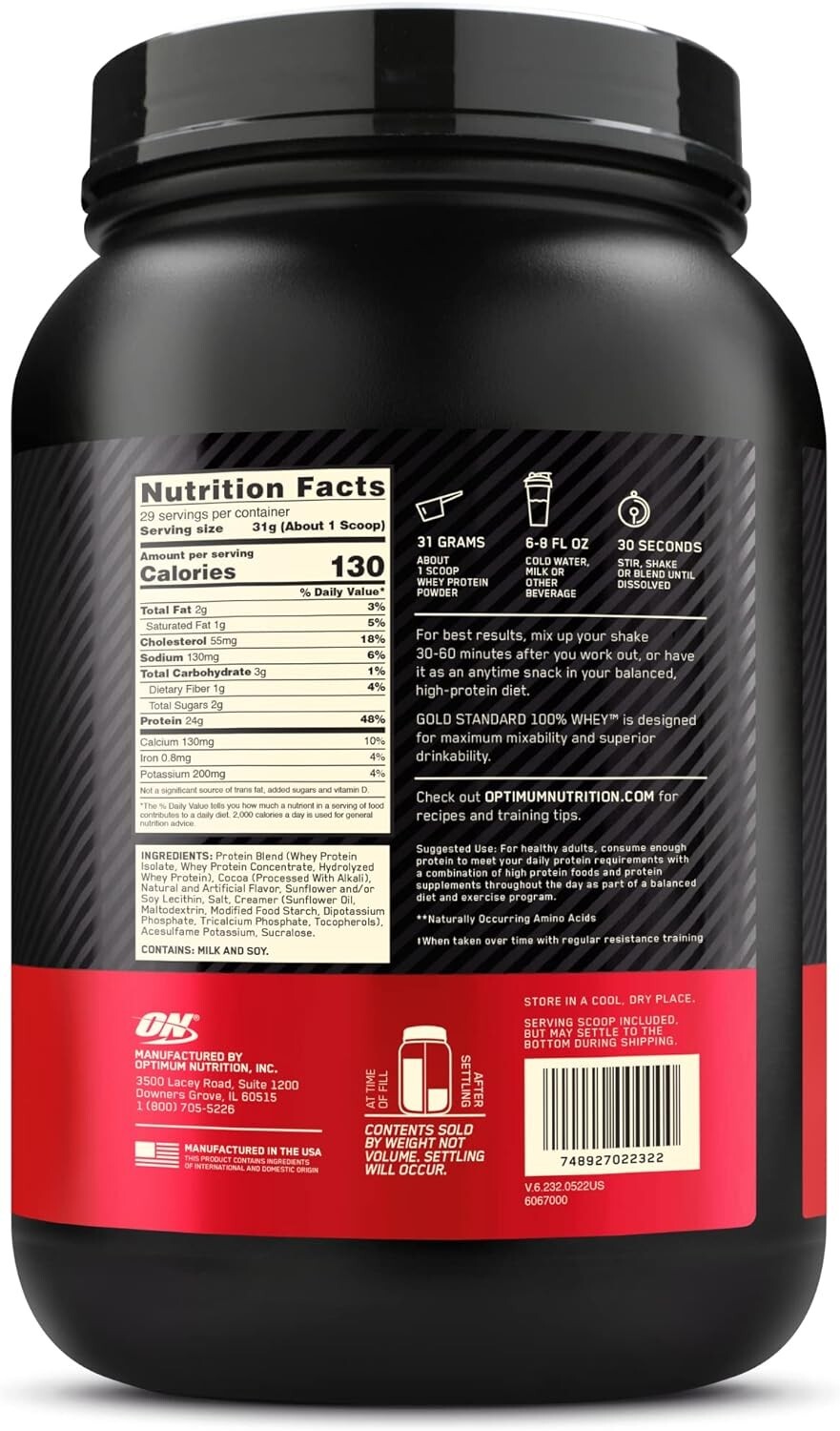 Gold Standard 100% Whey Protein Powder, Chocolate Malt, 2 Pound (Packaging May)*