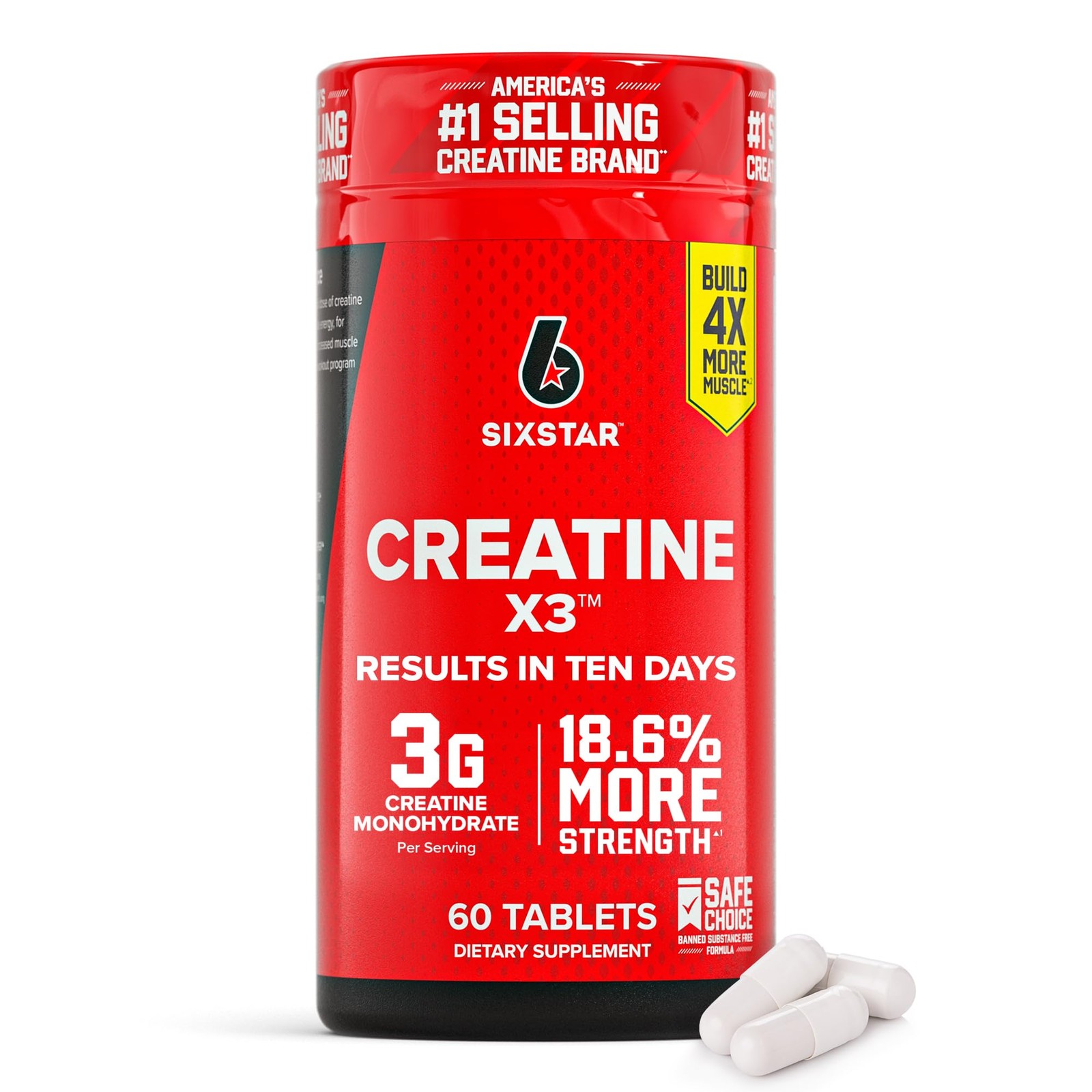 Creatine Pills, X3 (60 Caplets) – Creatine for Women & Men – Creatine Capsules