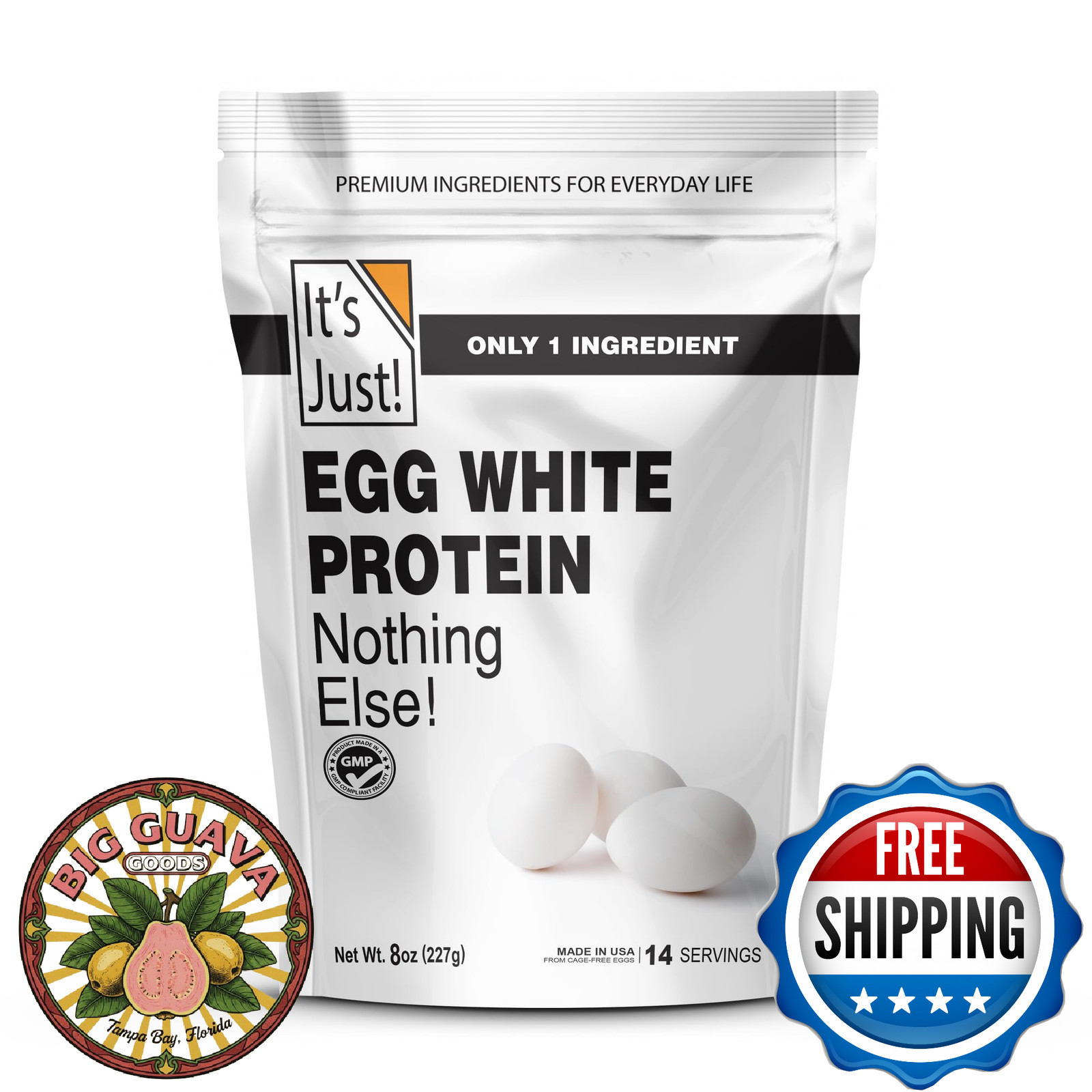 It’s Just! Egg White Protein Powder 8oz Made in USA Cage-Free Dried Egg Whites U