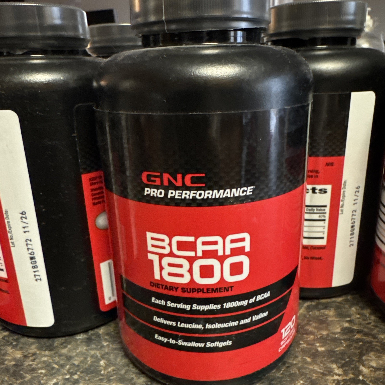 GNC Pro Performance BCAA 1800 Dietary Supplement, 120 gels 11/2026