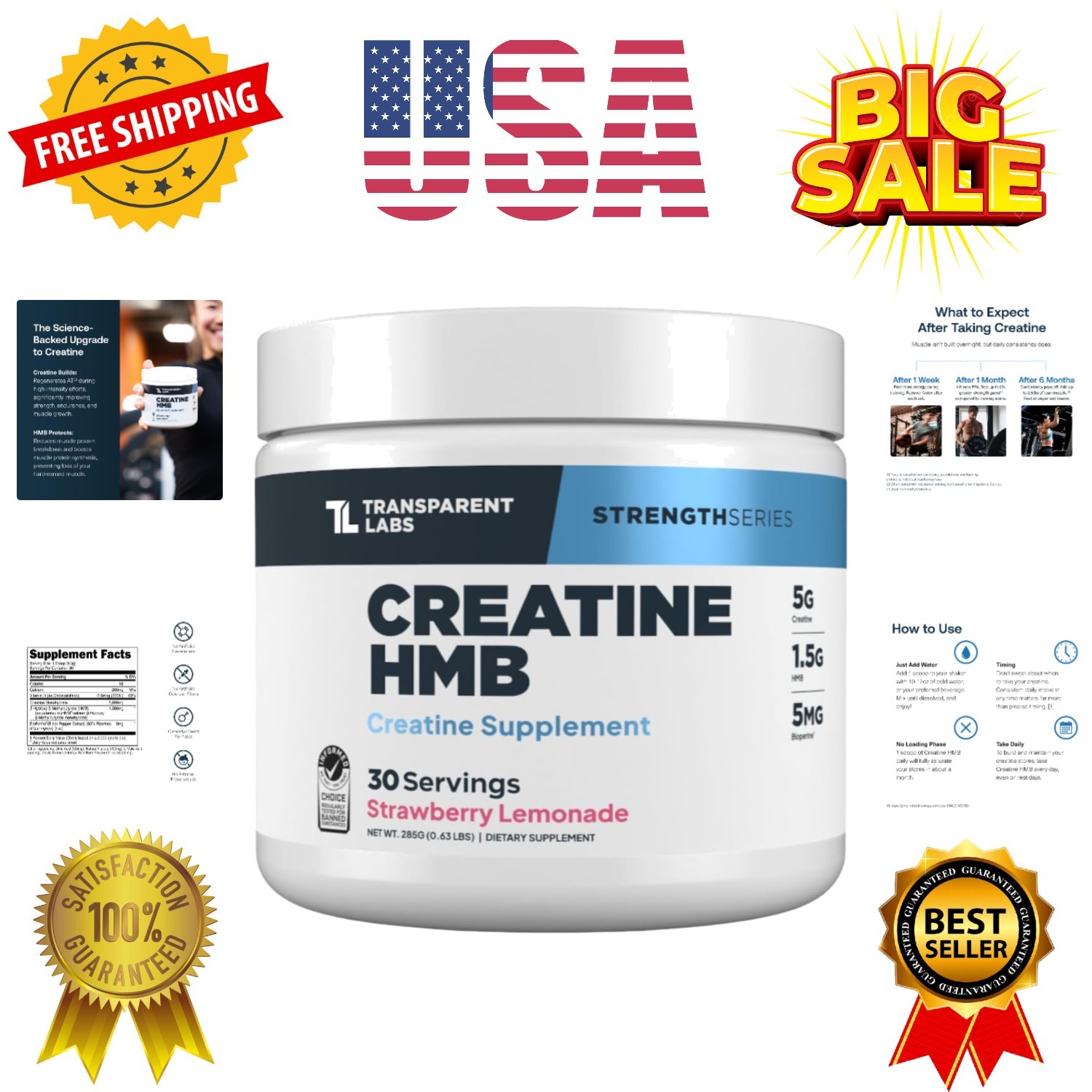 Creatine HMB – Creatine Monohydrate Powder with HMB for Muscle Growth, Increa…