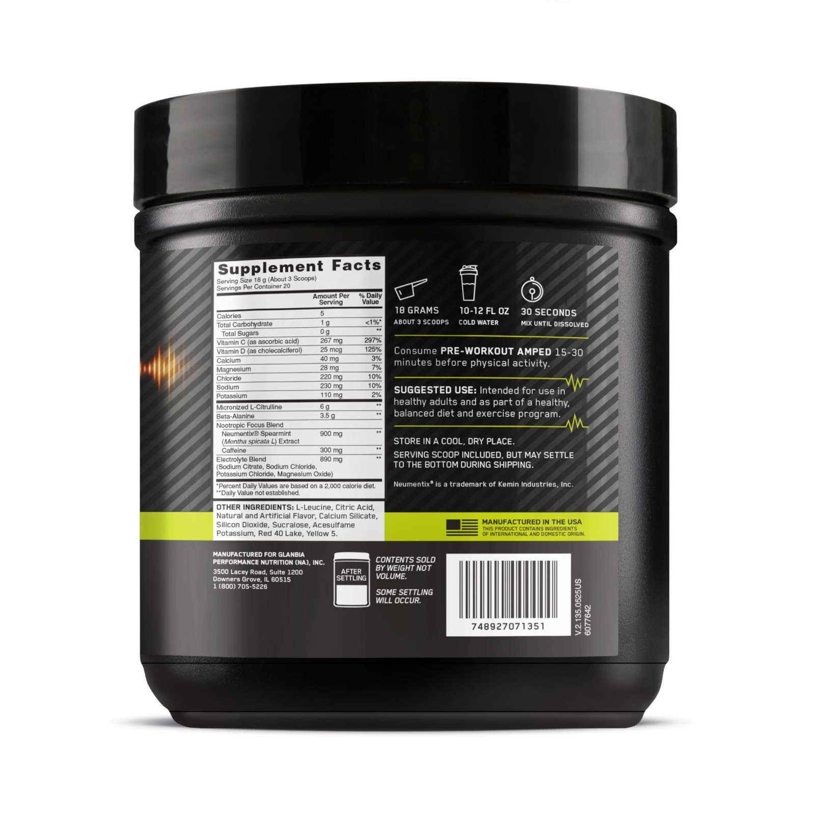 Citrus Mango Pre-Workout Powder – 300mg Caffeine, L-Citrulline, Beta-Alanine, No