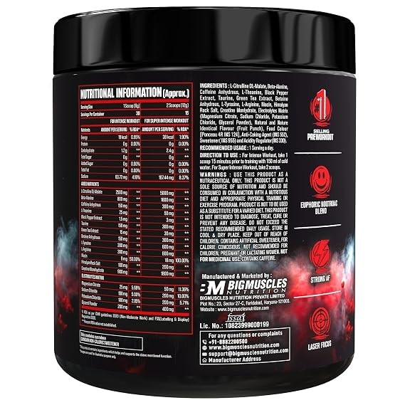 Bigmuscles Nutrition Freak Pre-Workout Sex on the Beach 30 Servings,Pack of 180g