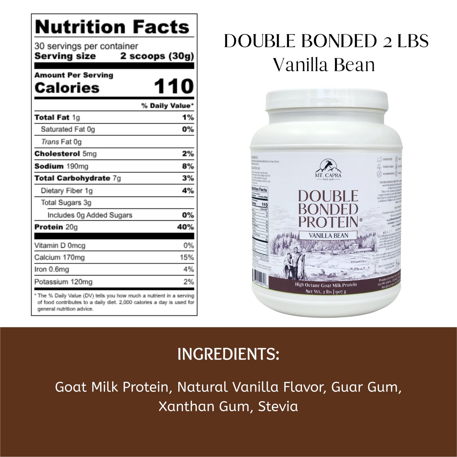 Mt. Capra Since 1928 Mt. Capra Double Bonded Protein Goat Milk Protein For
