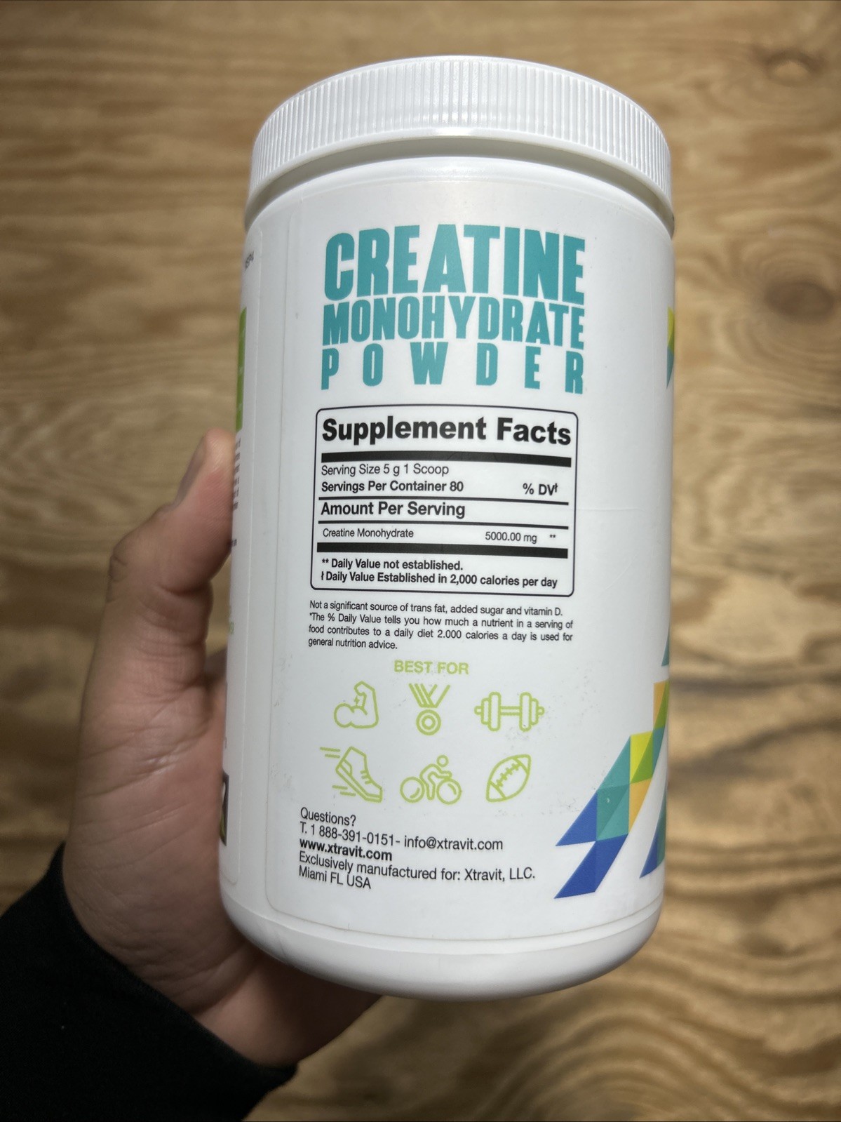 Xtravit Creatine Monohydrate Powder Unflavored 80 Servings Muscle Building 2/28