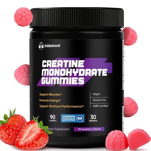 Creatine Gummies 5000mg 90 Count Sugar Free Vegan Strawberry