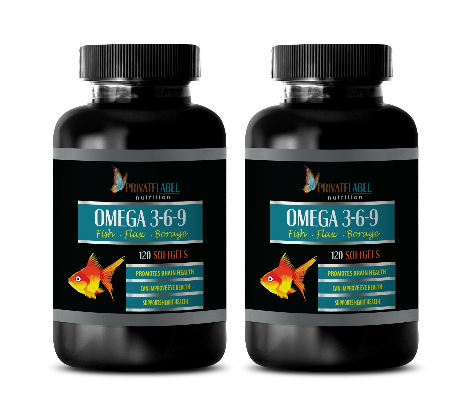 fish oil softgels – OMEGA 3-6-9 3600mg – neuroprotective supplement 2 Bottles