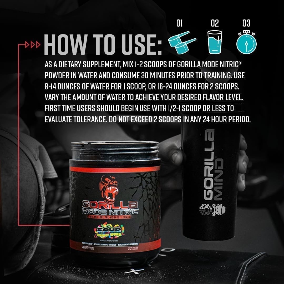 Gorilla Mode Nitric Pre-Workout Blue Raspberry 804g – Max Pumps, Vasodilation…