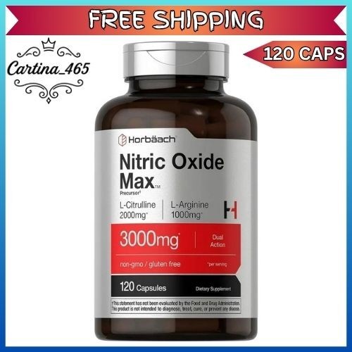 Nitric Oxide Booster L-Arginine, L-Citrulline 3000mg 120 Caps HIGHEST POTENCY