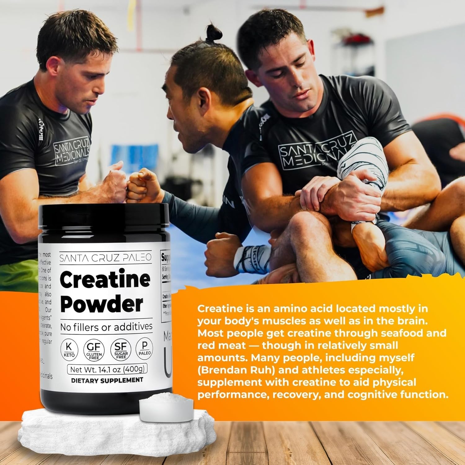 Santa Cruz Paleo Creatine Monohydrate Powder Micronized, Unflavored Pre Workout