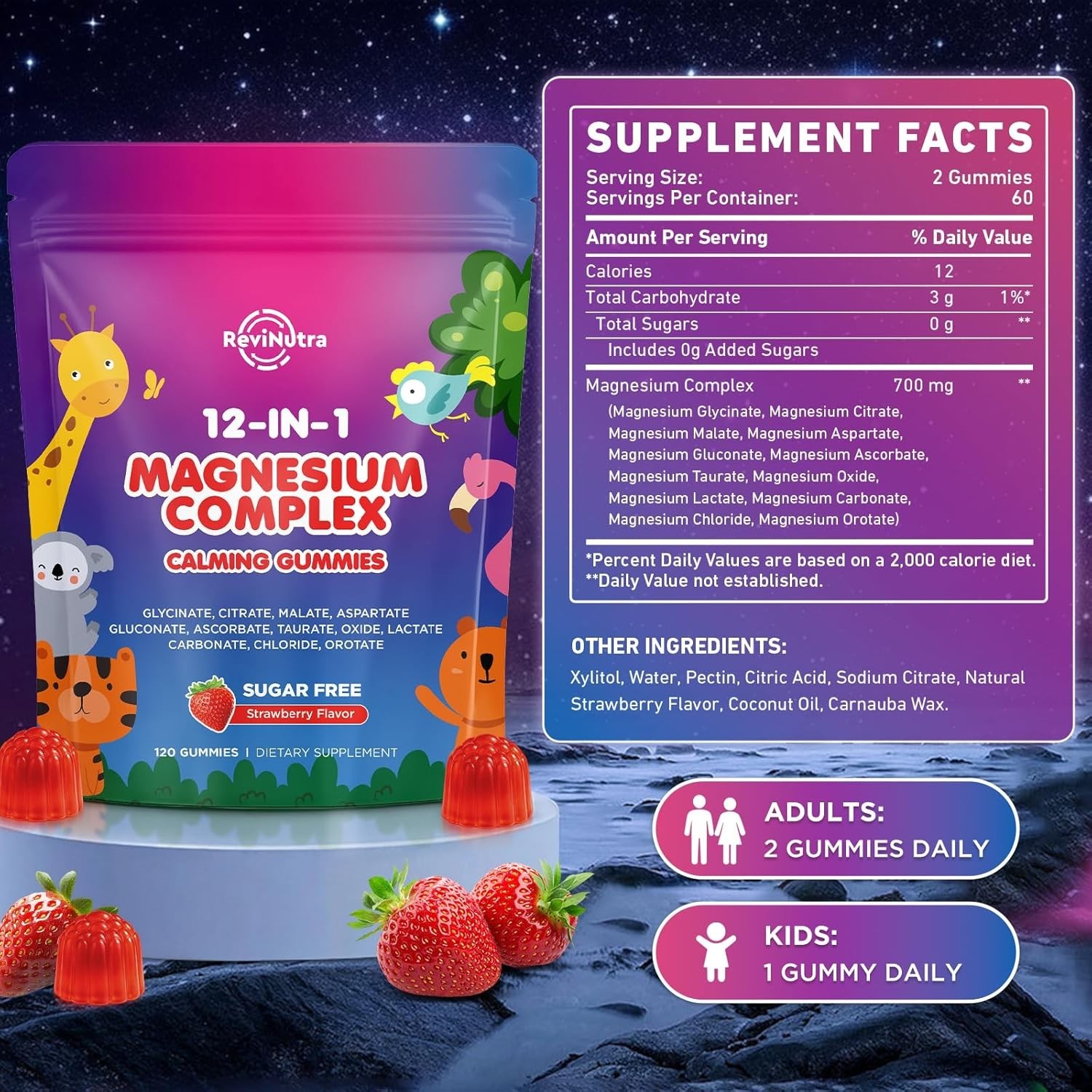 Magnesium Complex 12 in 1 Magnesium Gummies ~ 700mg ~ Glycinate, Citrate & More