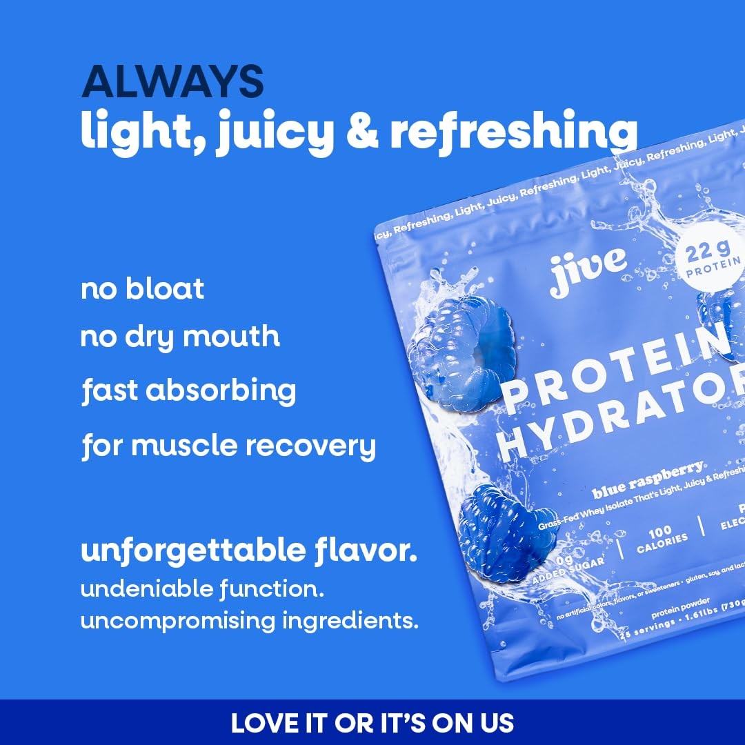 Jive Clear Protein Powder 22g GrassFed Whey Isolate, 25 Servings Blue Raspb…