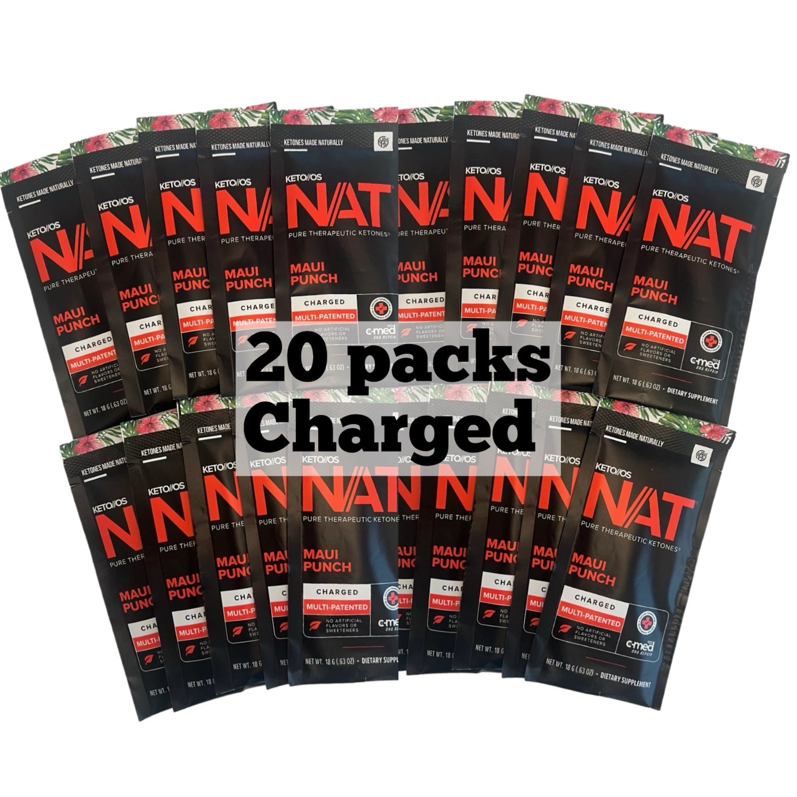 Prüvit Ketones NAT 20 Packets Charged MAUI PUNCH / FREE SHIPPING Exp 03/ 2026