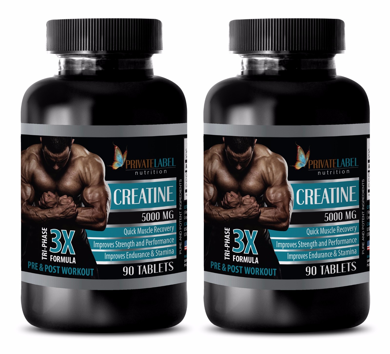 Creatine hcl Monohydrate Powder 3X 5000mg Serious Mass Gainer 180 Capsules 2 Bot