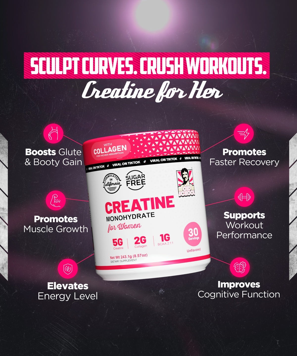 Creatine with Collagen & BCAAsCreatine Monohydrate for Women-8.57oz