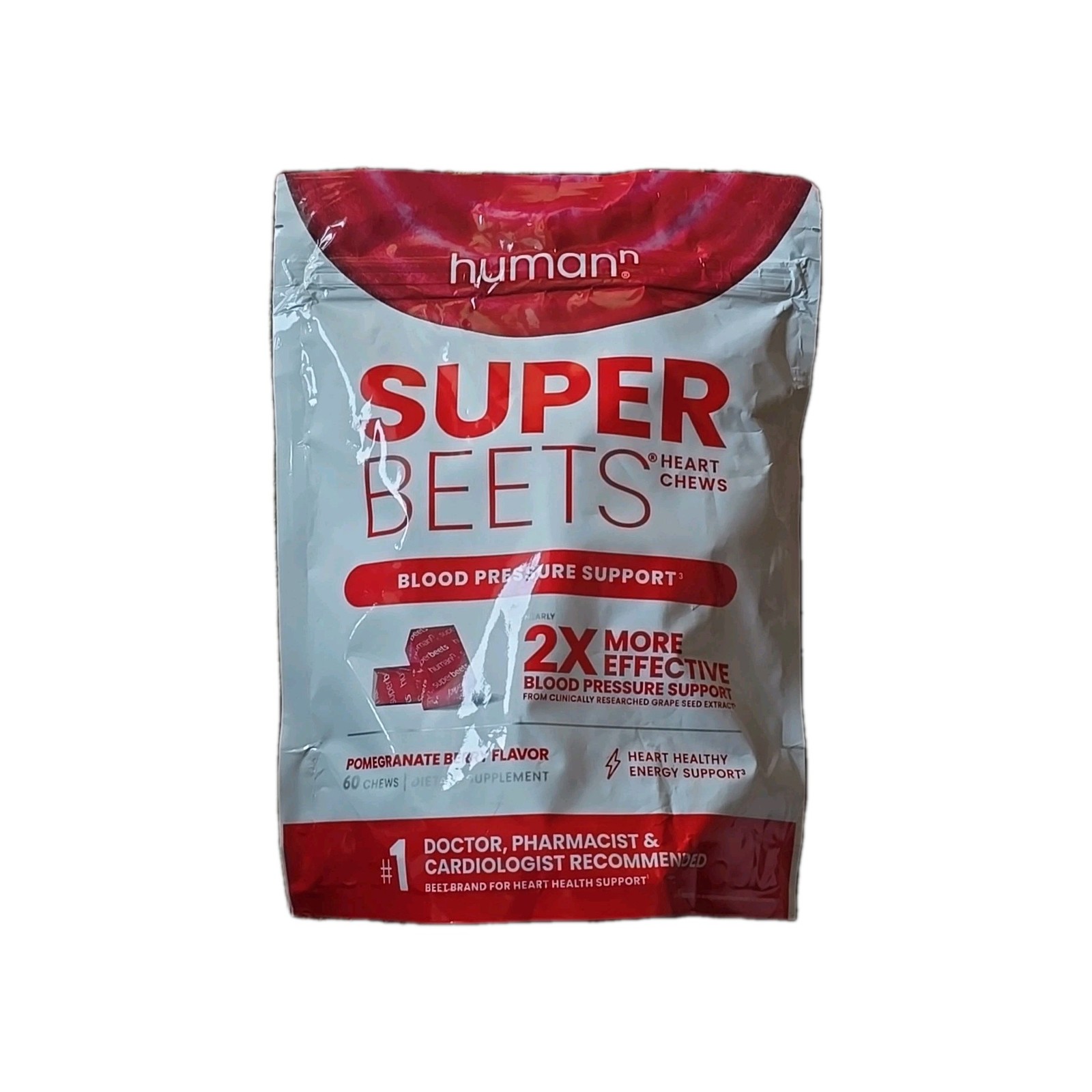 Humann SuperBeets Heart Chews: Nitric Oxide & Blood Pressure Support, 60 Count