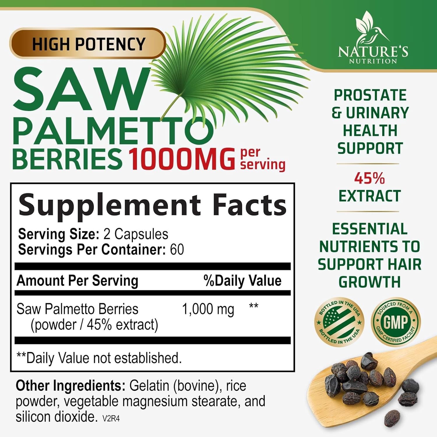 Saw Palmetto for Men 1000MG Prostate Health Supplement 120 Count (Pack of 1)