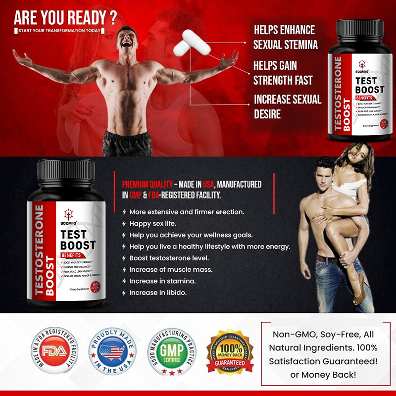 TEST BOOST Max Men Testosterone Strength Build Muscle Power Sex bOOst, 120 CAPS