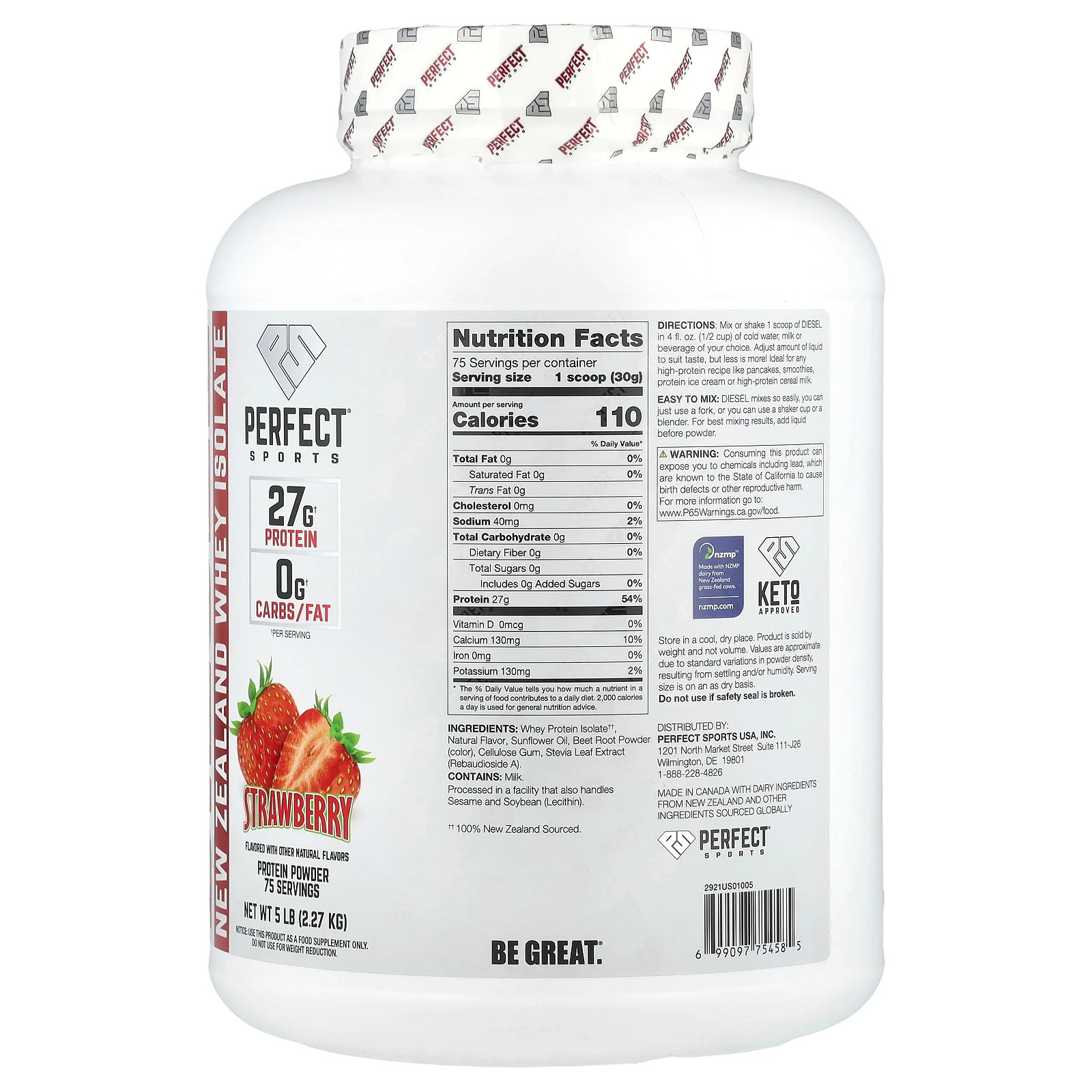Diesel®, New Zealand Whey Isolate, Strawberry, 5 lb (2.27 kg)