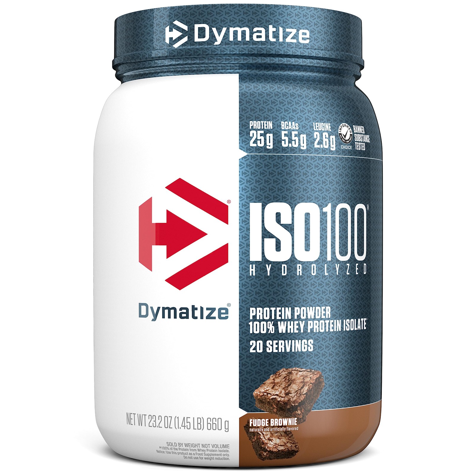 Dymatize ISO100 Whey Protein Isolate Fudge Brownie 25g Protein 20 Serv Glute…