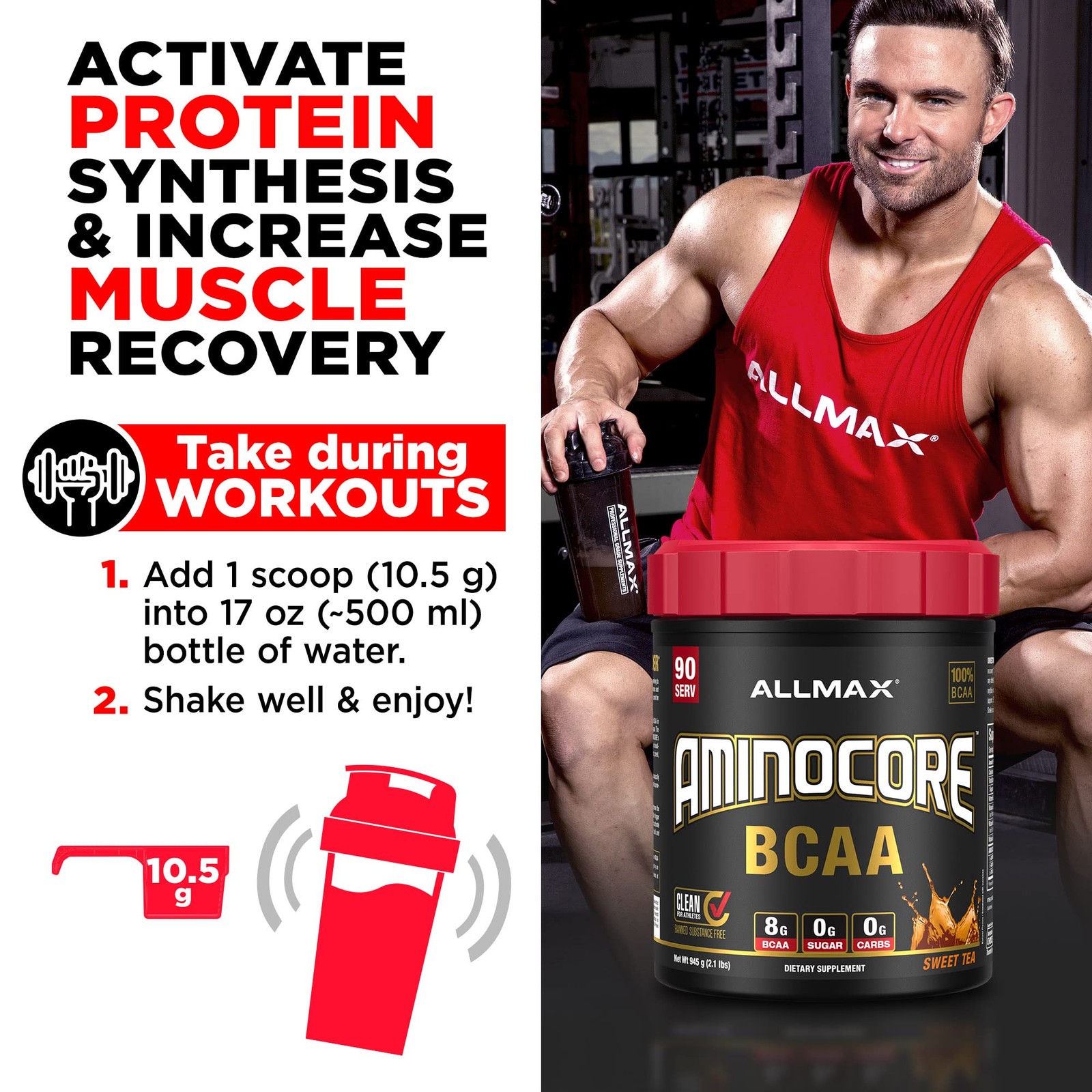 AminoCore BCAA Supplement Powder for Muscle Growth Recovery and Energy Boost