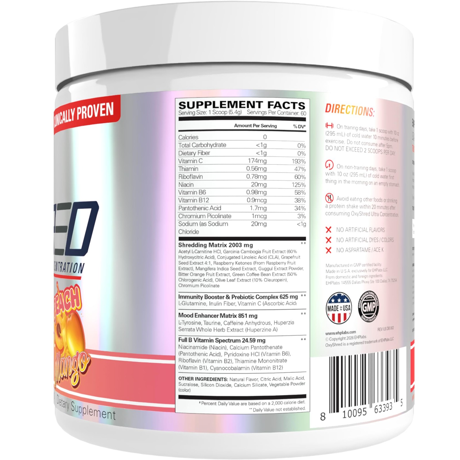 EHP Labs OxyShred Pre Workout Powder Preworkout Powder with L Glutamine & Acetyl