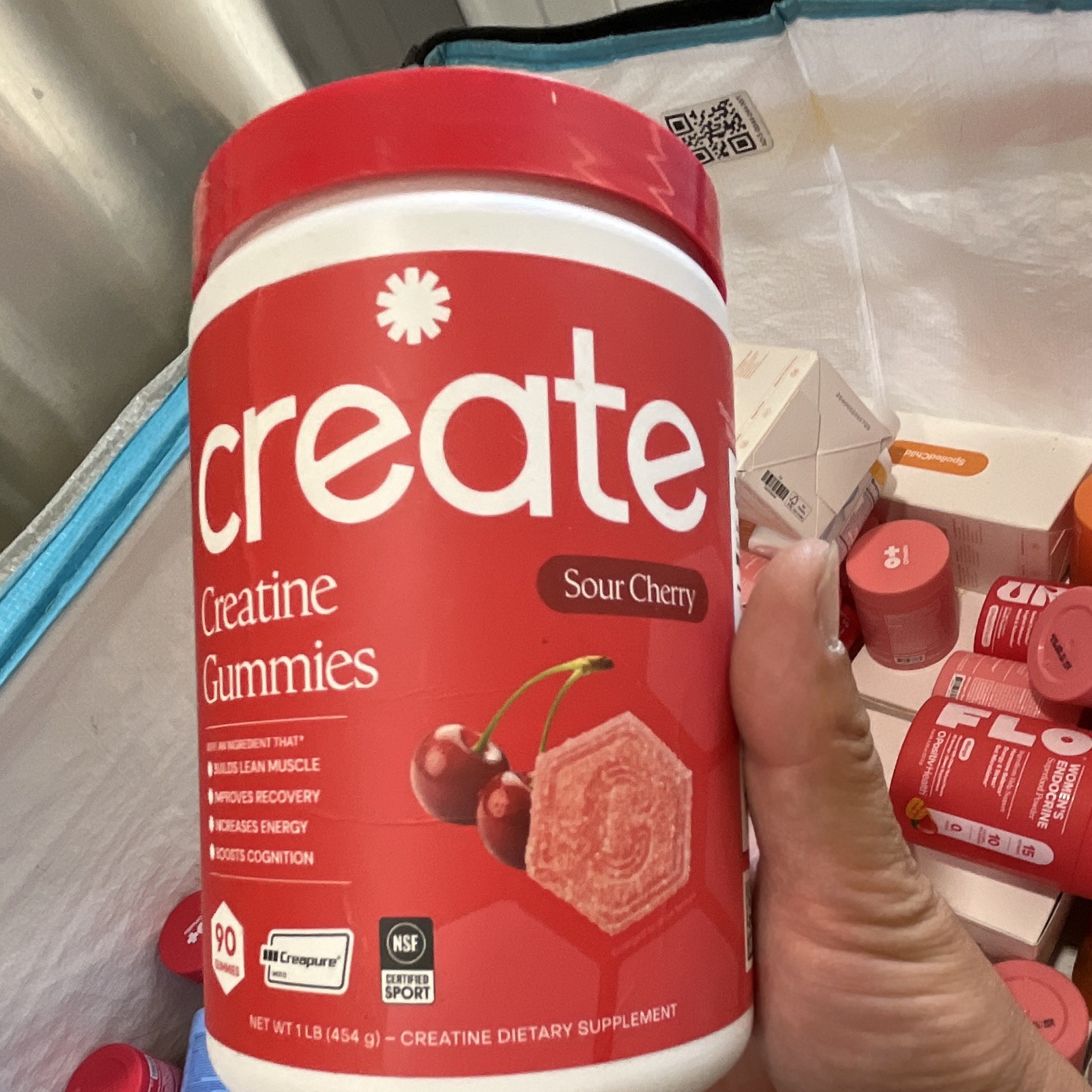 create Creatine Gummies Sour Cherry 90 ct 5g NSF Certified Sport 1 lb