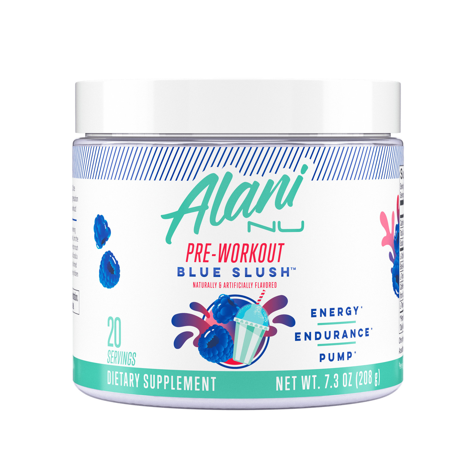 Alani Nu Pre-Workout Powder, Blue Slush, 20 Servings, 200mg Caffeine