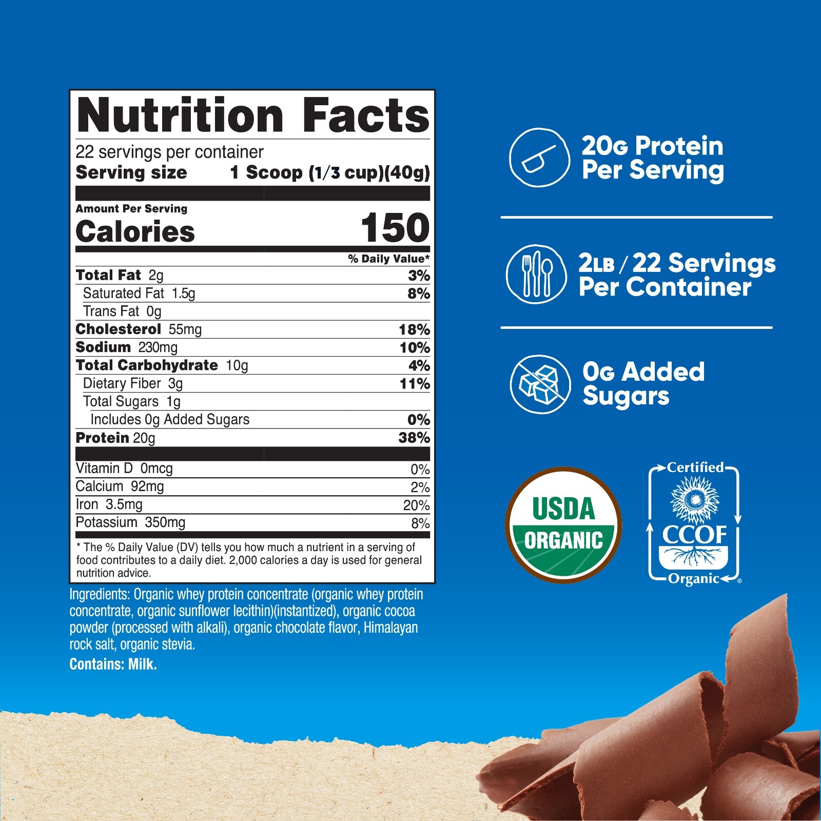 Nutricost Organic Whey Protein Concentrate, Double Chocolate Flavored, (2LBS)
