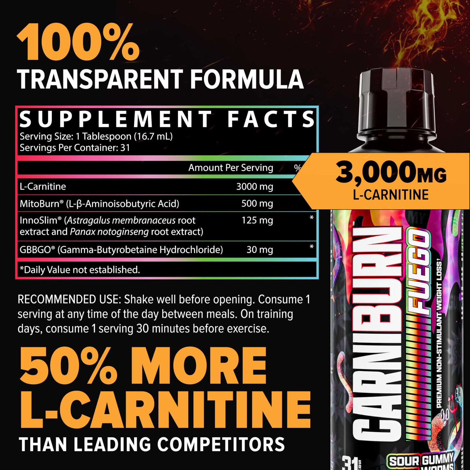 Nutrex Research Carniburn Liquid L Carnitine 3000Mg Thermogenic Liquid Fat
