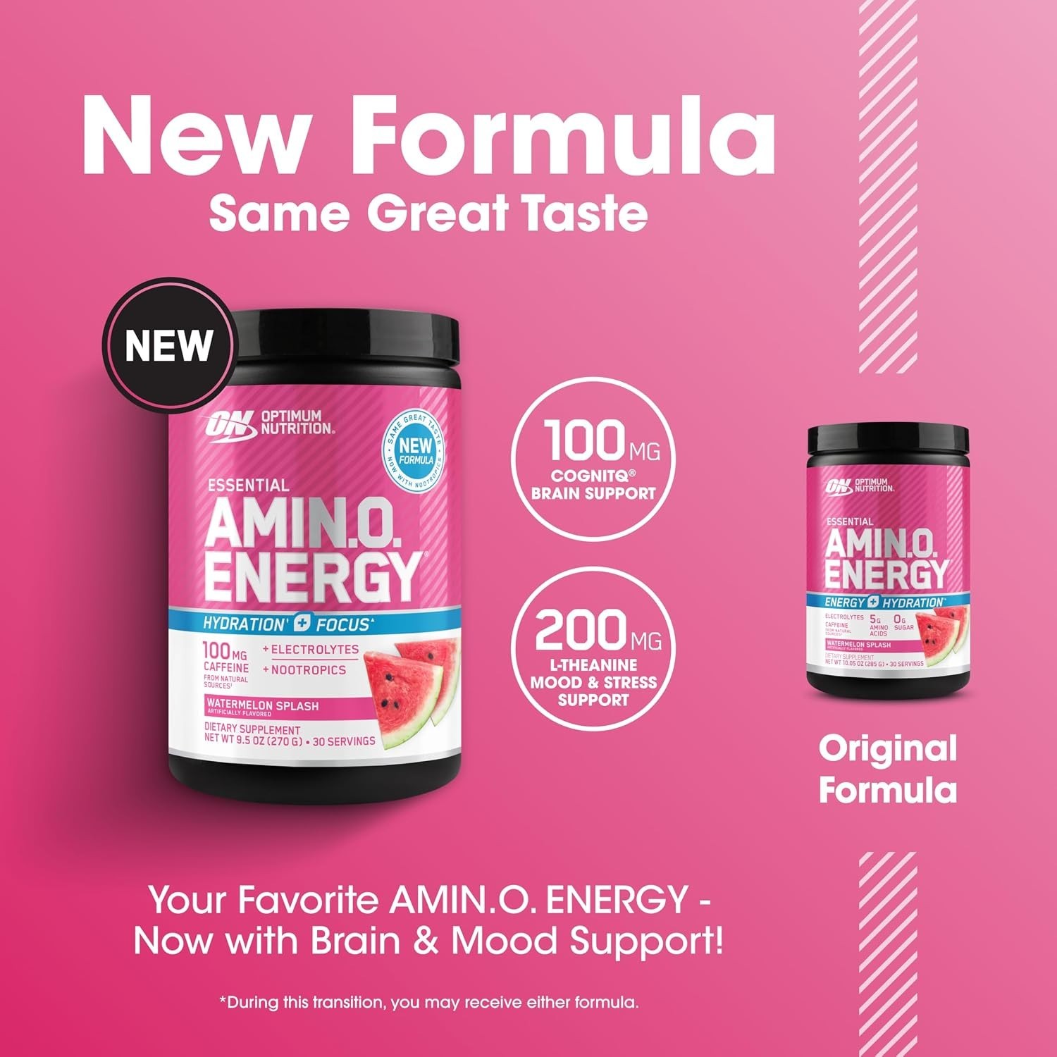 Amino Energy Powder Plus Focus, with Bcaa, Electrolytes, and Caffeine, Waterm…