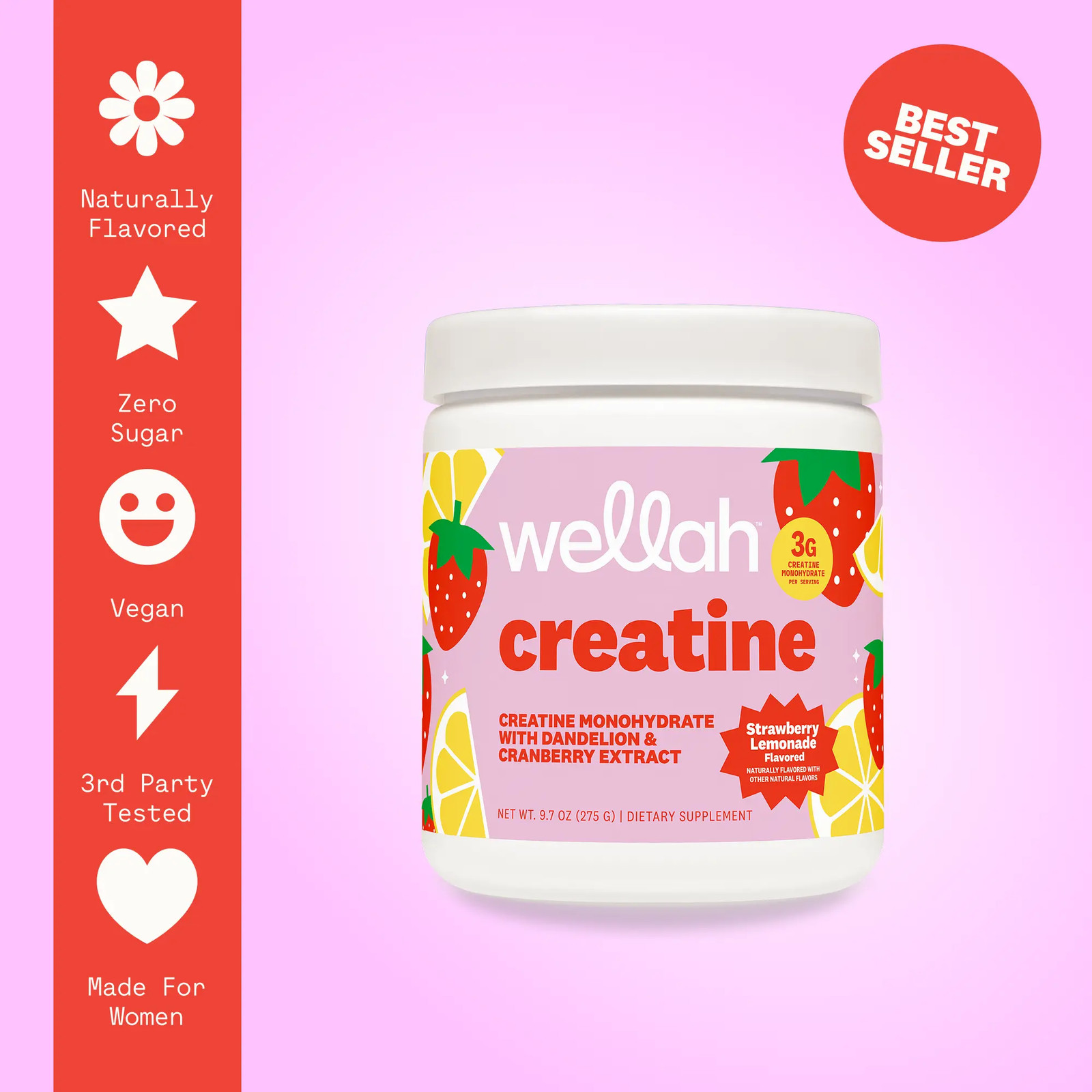 Wellah Creatine | Creatine Monohydrate Supplement for Woman | 3G of Creatine Mon
