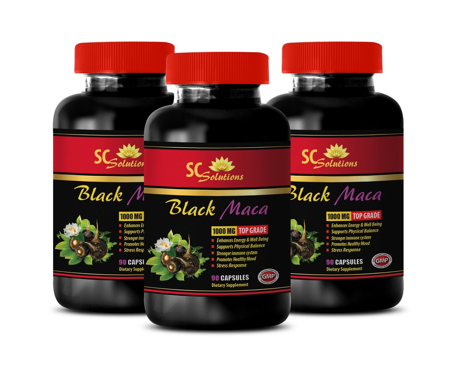 muscle builder natural supplement – BLACK MACA – energy-boosting 3 BOTTLE