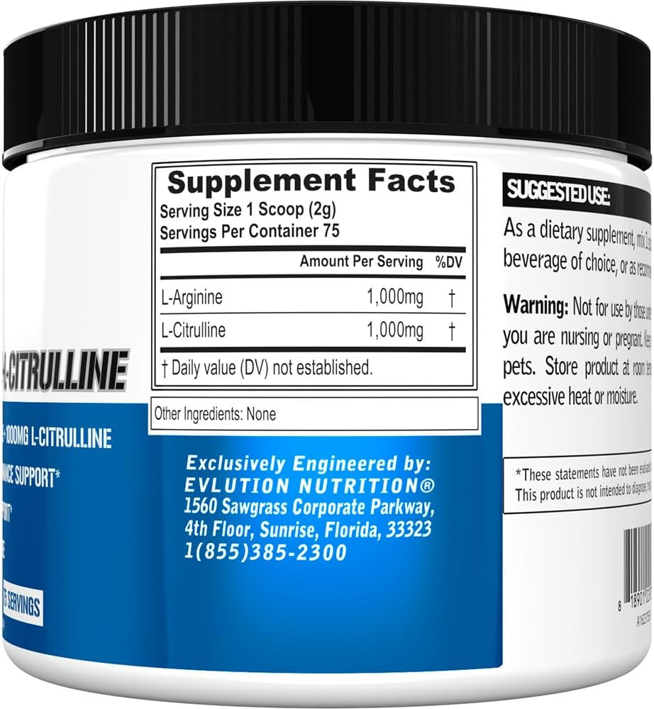 Nutrition L-Arginine + L-Citrulline – Endurance + Workout Performance Supplement