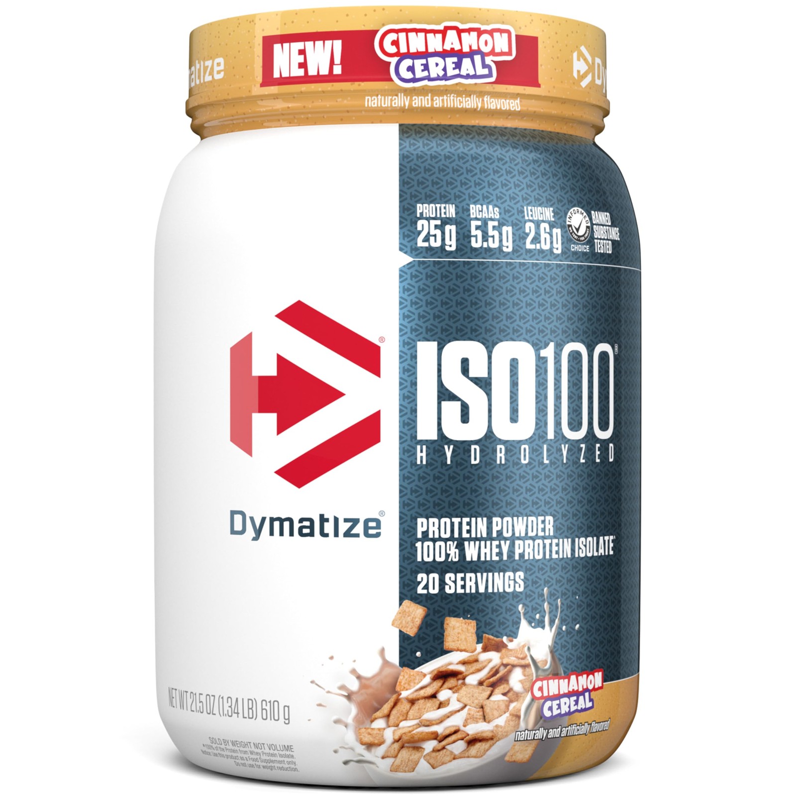 Dymatize ISO100 Whey Protein Isolate Cinnamon Cereal 25g Protein 20 Servings
