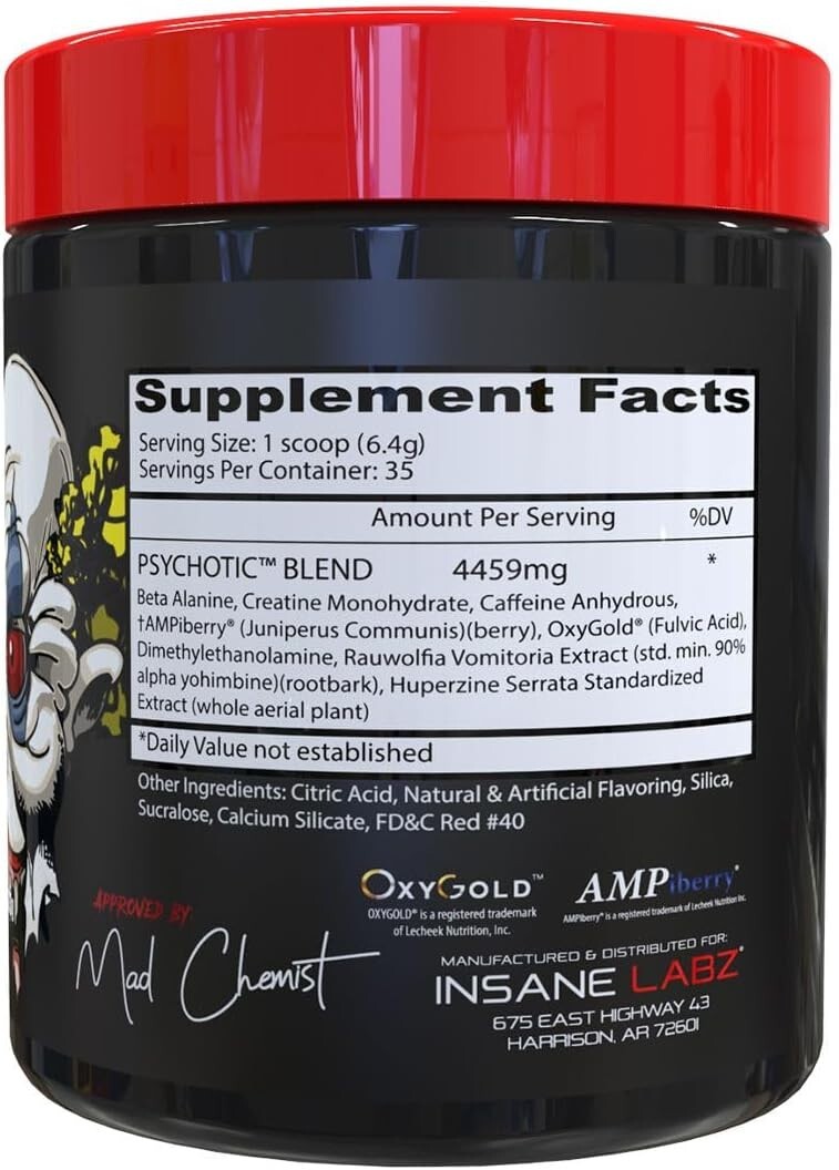 Psychotic Pre Workout Strawberry Lemonade 35 Servings Extreme Energy