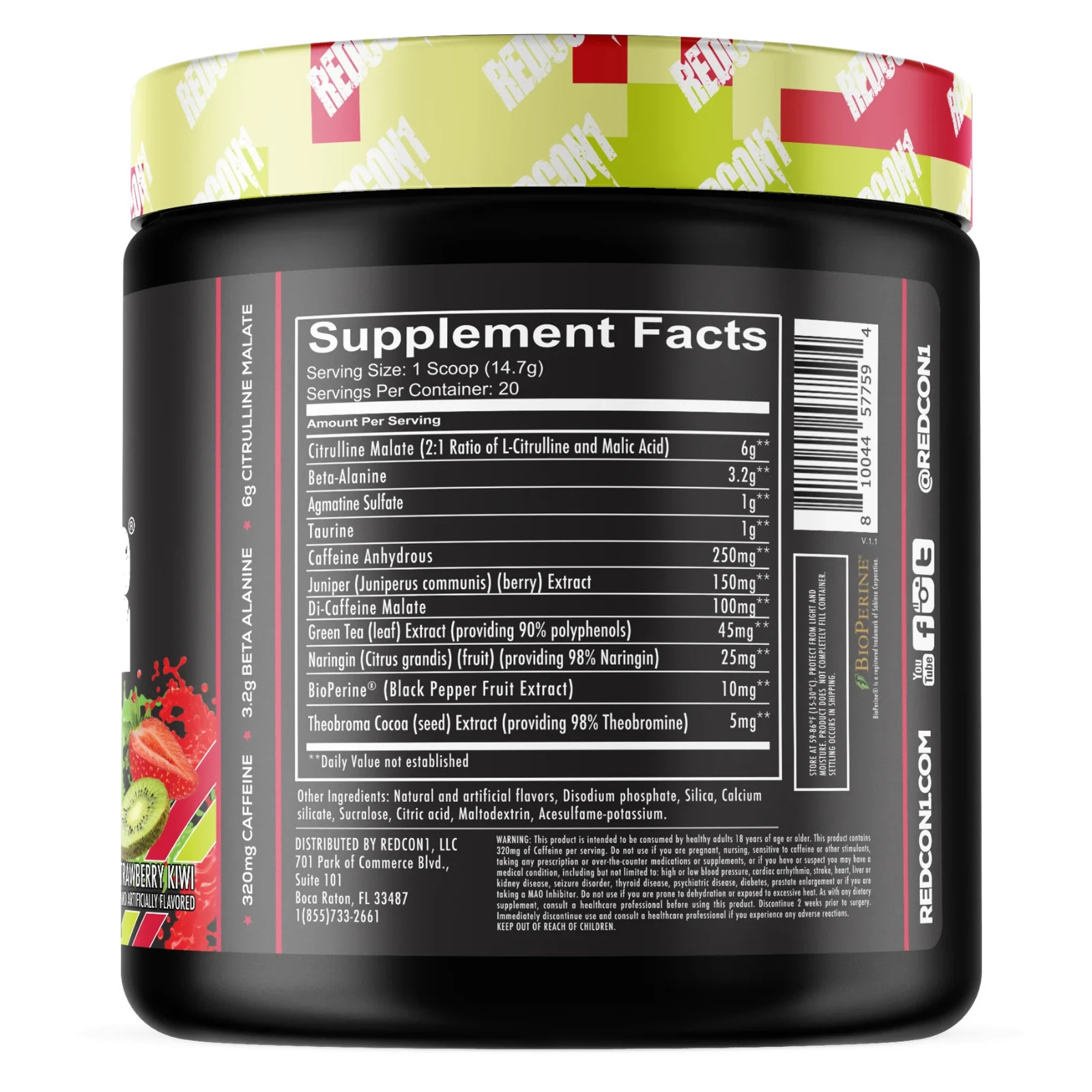 REDCON1 Total War Pre-Workout Powder Beta-Alanine & Citrulline Malate, Strawberr