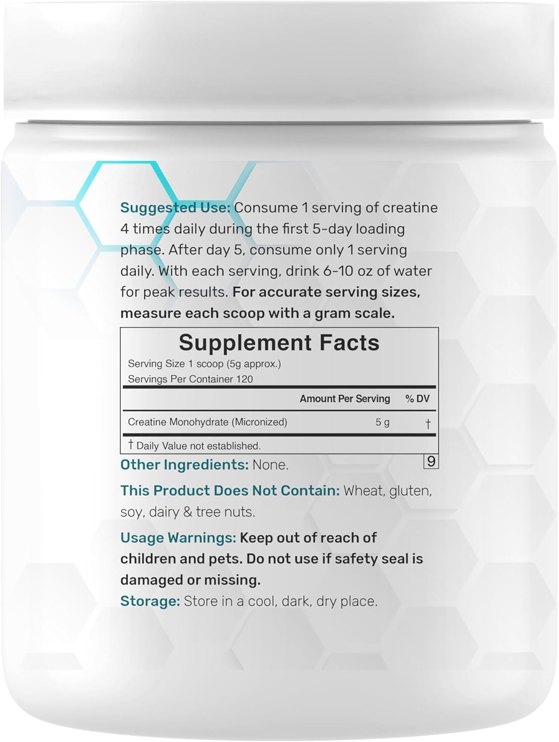 Instant Creatine Monohydrate Powder, 5g Per Serving – 120 Servings