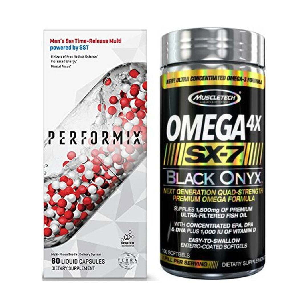 PERFORMIX Men’s 8HR Time-Release Multi Dietary Supplement + MuscleTech Fish Oil
