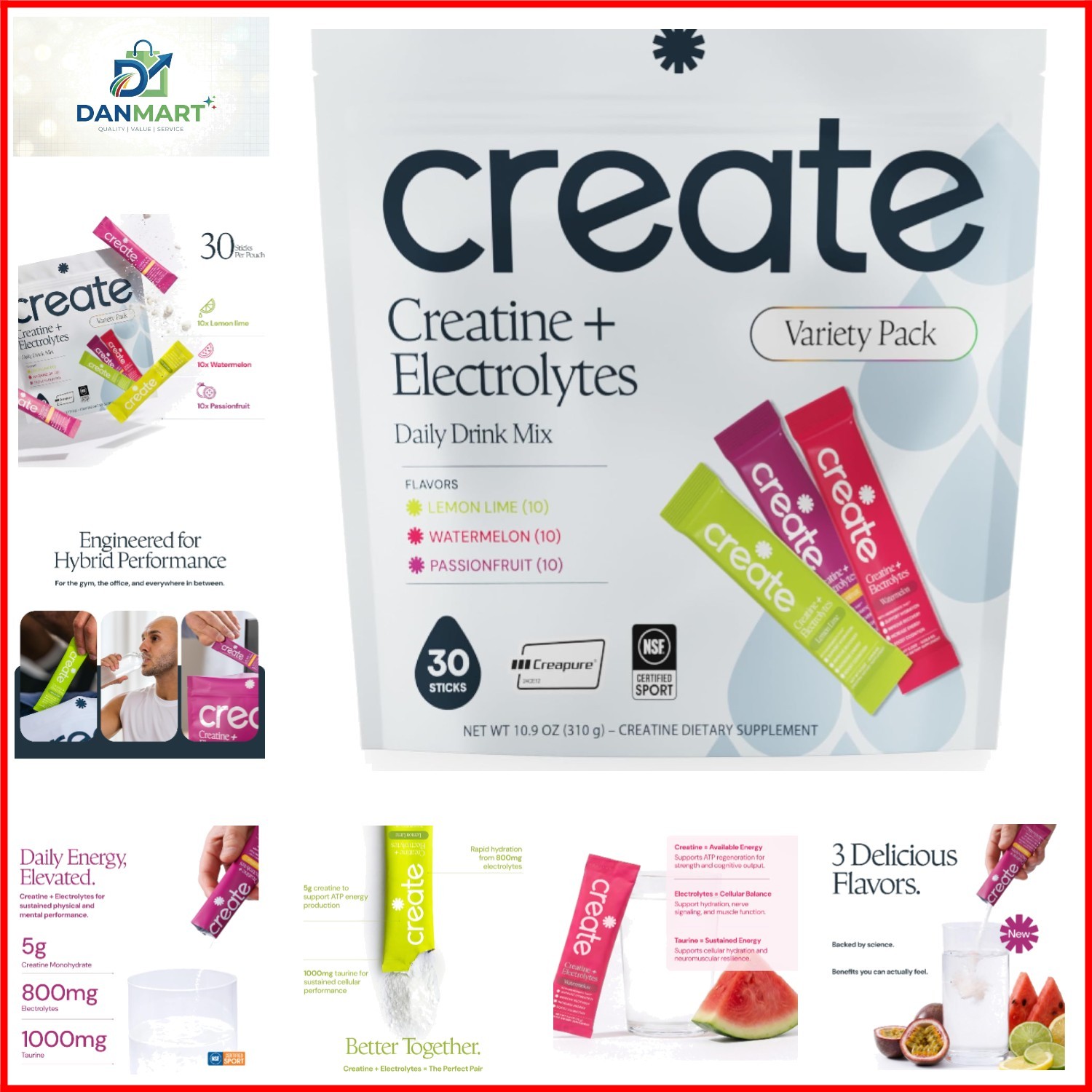 Creatine + Electrolytes – Energy & Strength – Variety Pack | NSF Certified fo…