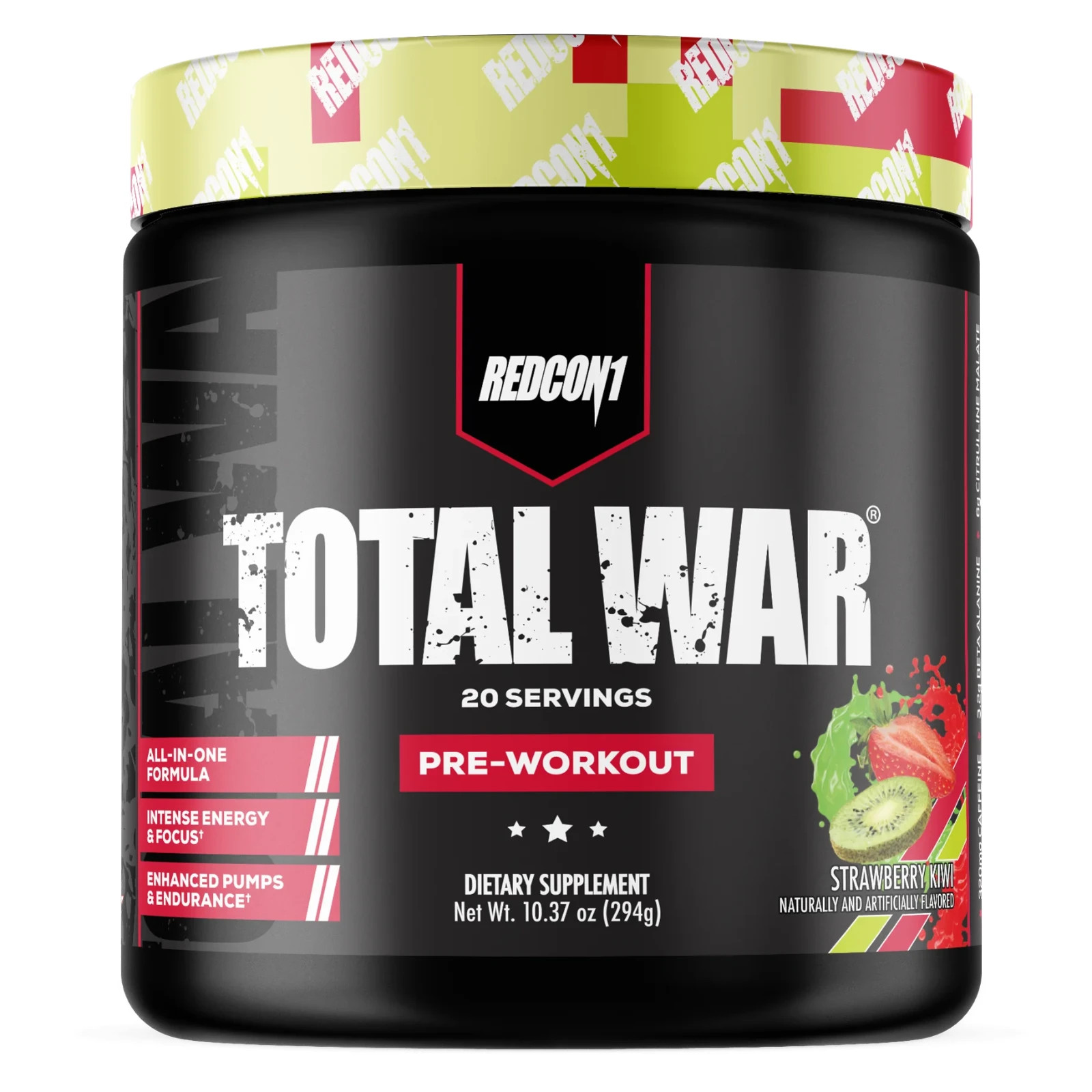 REDCON1 Total War Pre-Workout Powder Beta-Alanine & Citrulline Malate, Strawberr