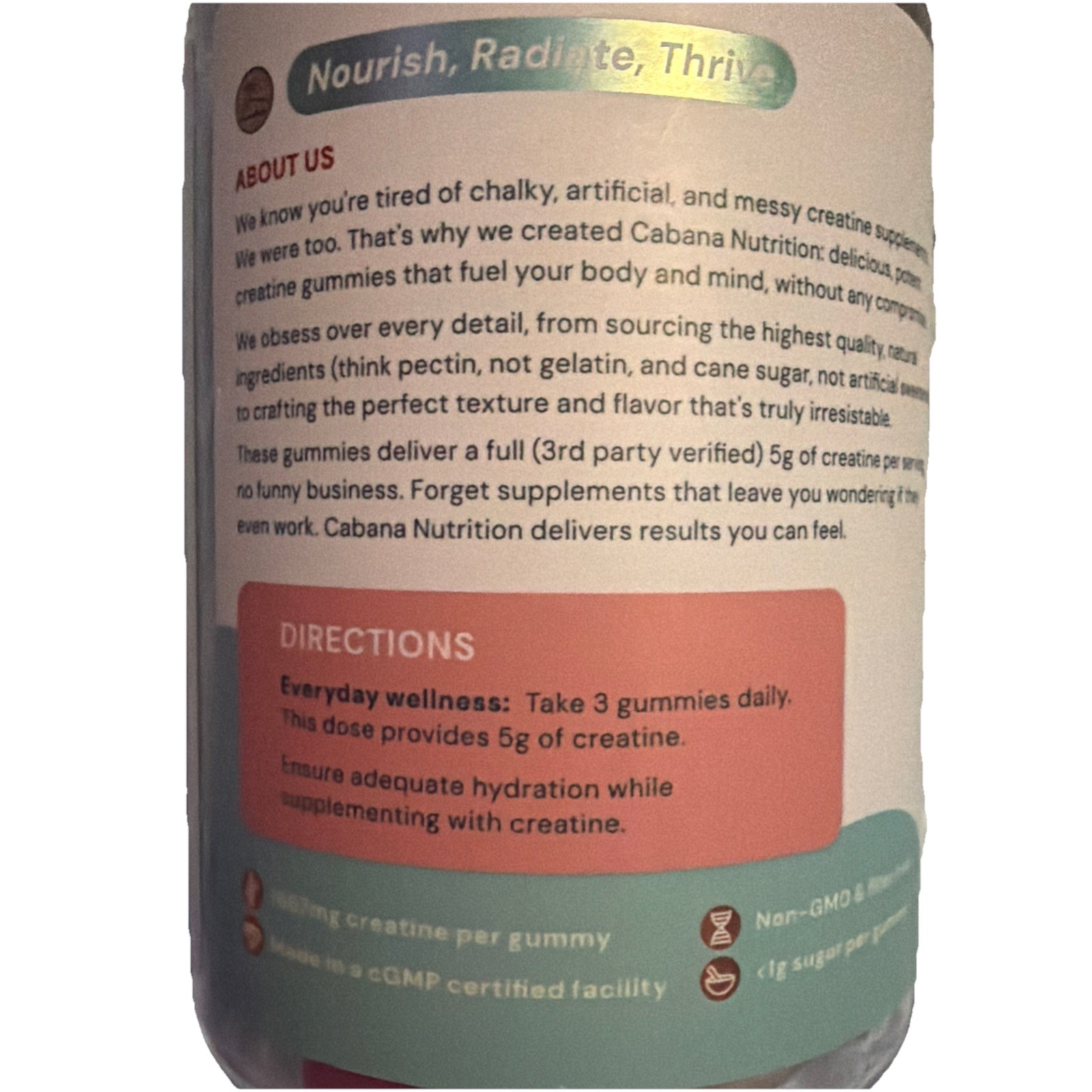 LOT OF 2-Creatine Monohydrate Gummies Cabana Nutrition Sour Watermelon NEW Vegan