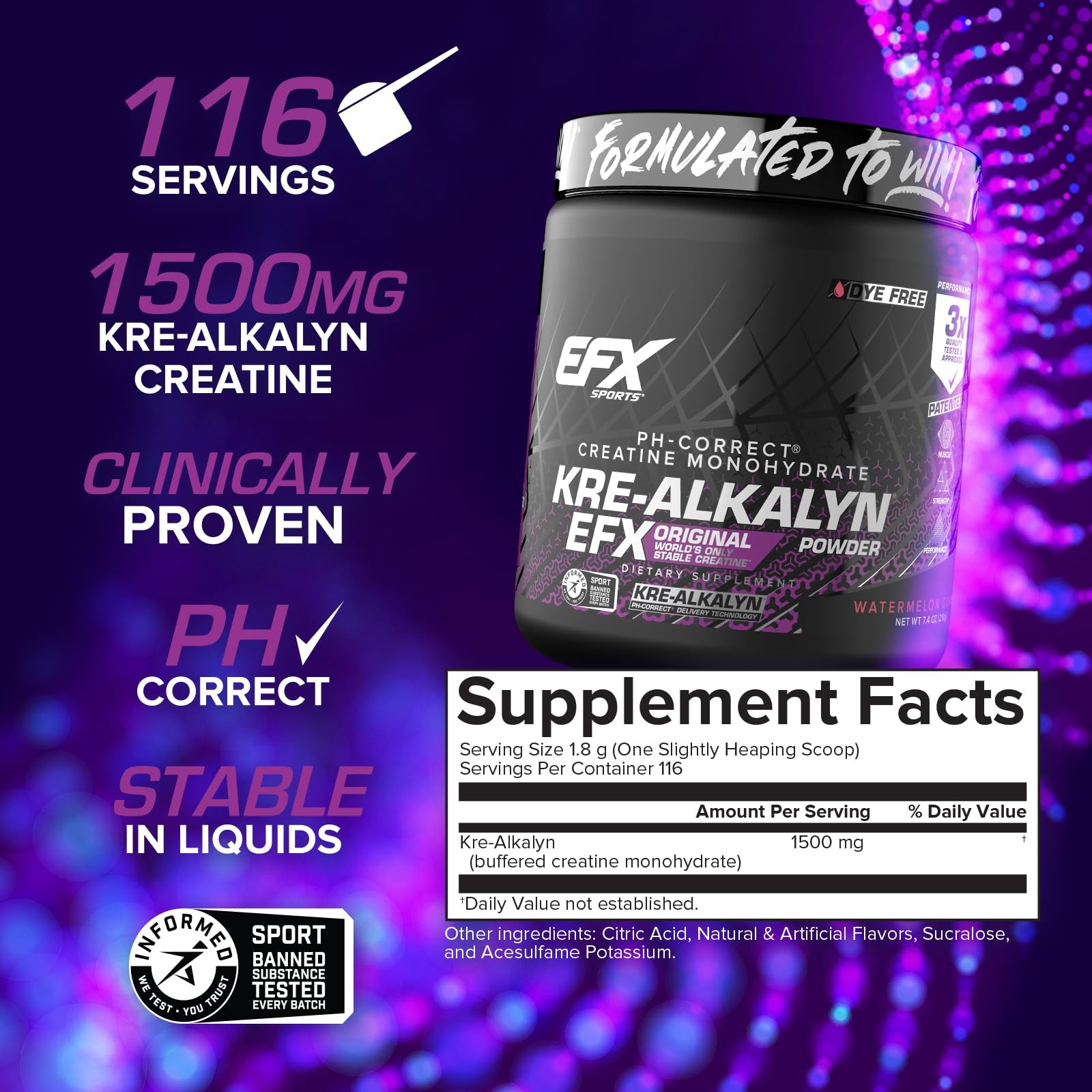 EFX Sports KreAlkalyn EFX Powder | pH Correct Creatine Monohydrate Powder Sup…