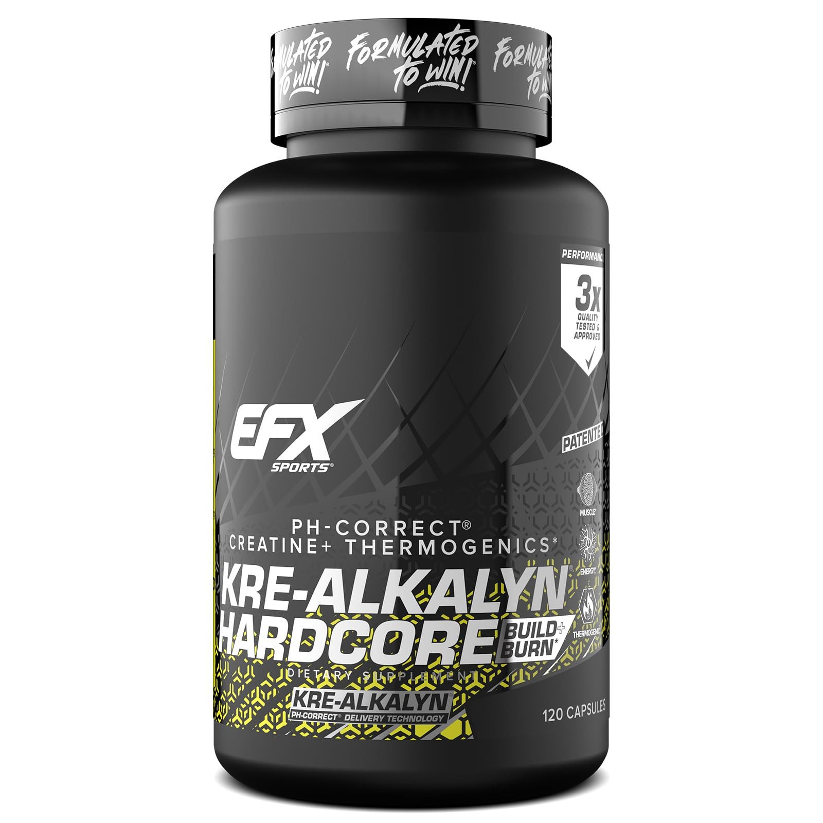 EFX Sports Kre-Alkalyn Hardcore 120 Capsules 120 Count (Pack of 1), No Color