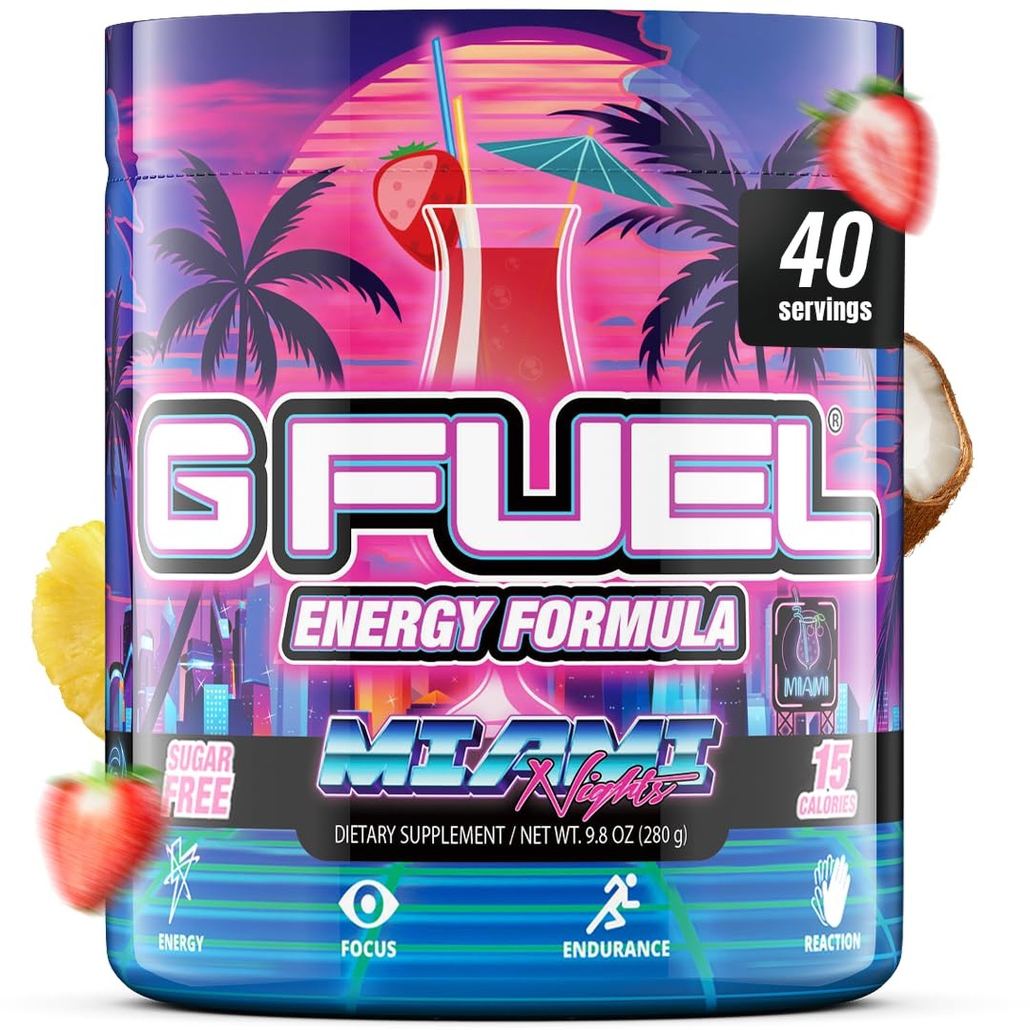 G Fuel Miami Nights Energy Drink Powder, Pre Workout Caffeine Mix for Gaming,…