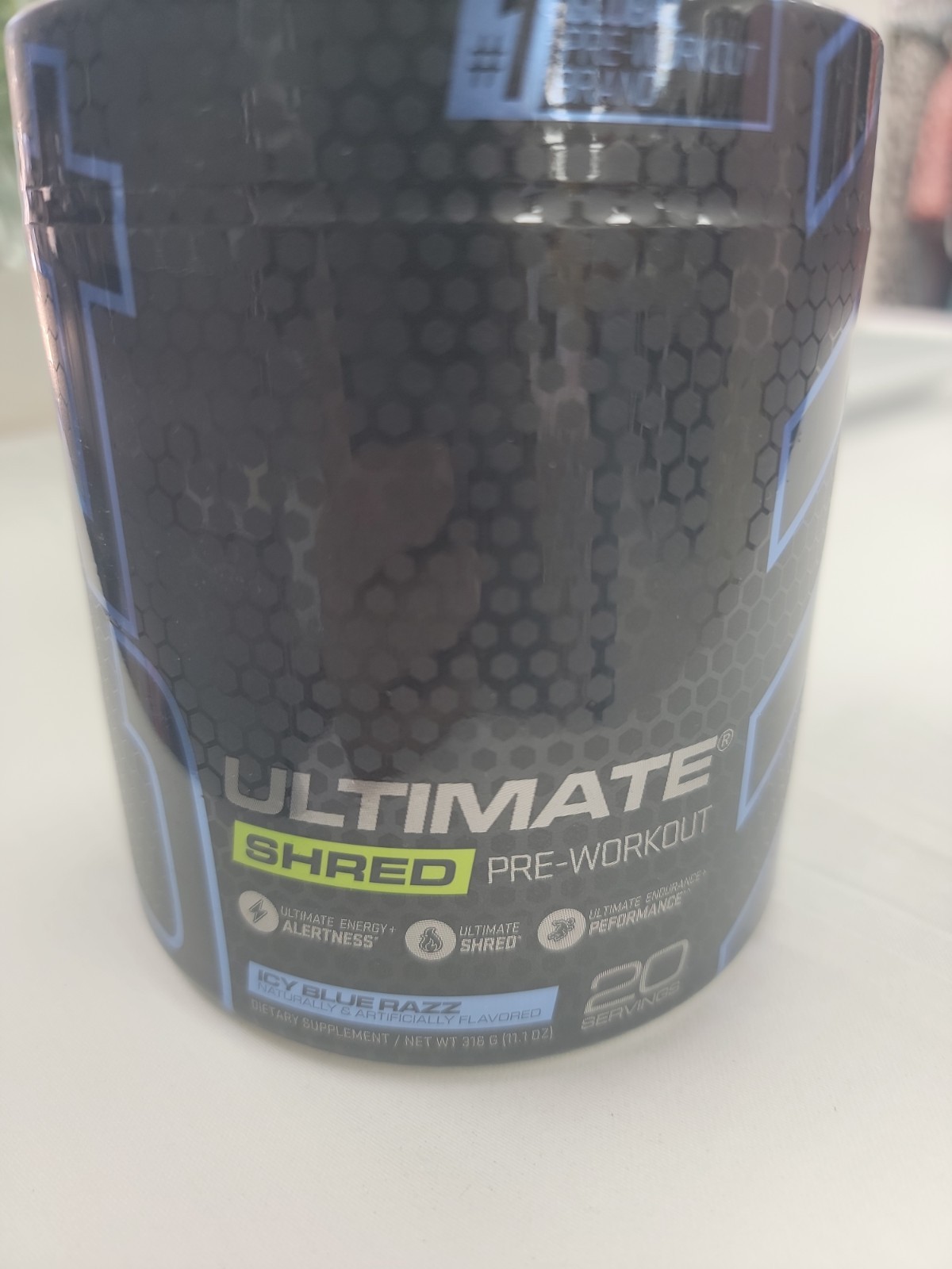 C4 ultimate SHRED pre- workout Icy Blue Razz 20 servings exp 10/2026