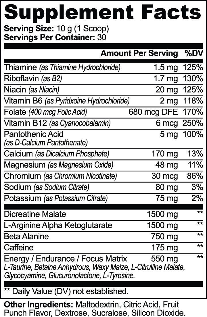 Nitric Shock Pre-Workout Powder (Fruit Punch)