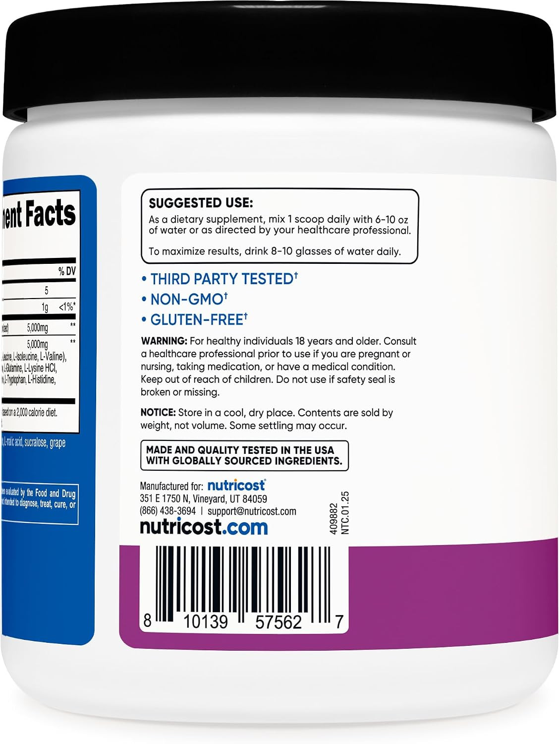 Creatine + Aminos 30 Servings (Grape Flavored) – 5,000Mg Creatine Monohydrate +